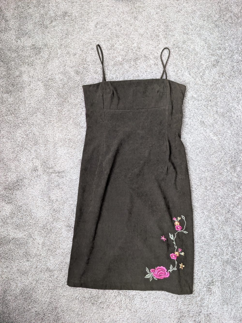 Green Y2k Vintage City Traingles Spaghetti Strap Dress W Pink Floral Embroidery